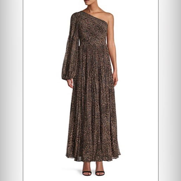 Fame and Partners Dresses & Skirts - Saks 5th Ave Fame & Partners The Tori One Shoulder Maxi Dress sz6 animal pleated